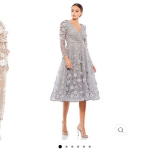 Mac Duggal FLORAL EMBELLISHED LACE A-LINE COCKTAIL DRESS size 2 in sterling nwt